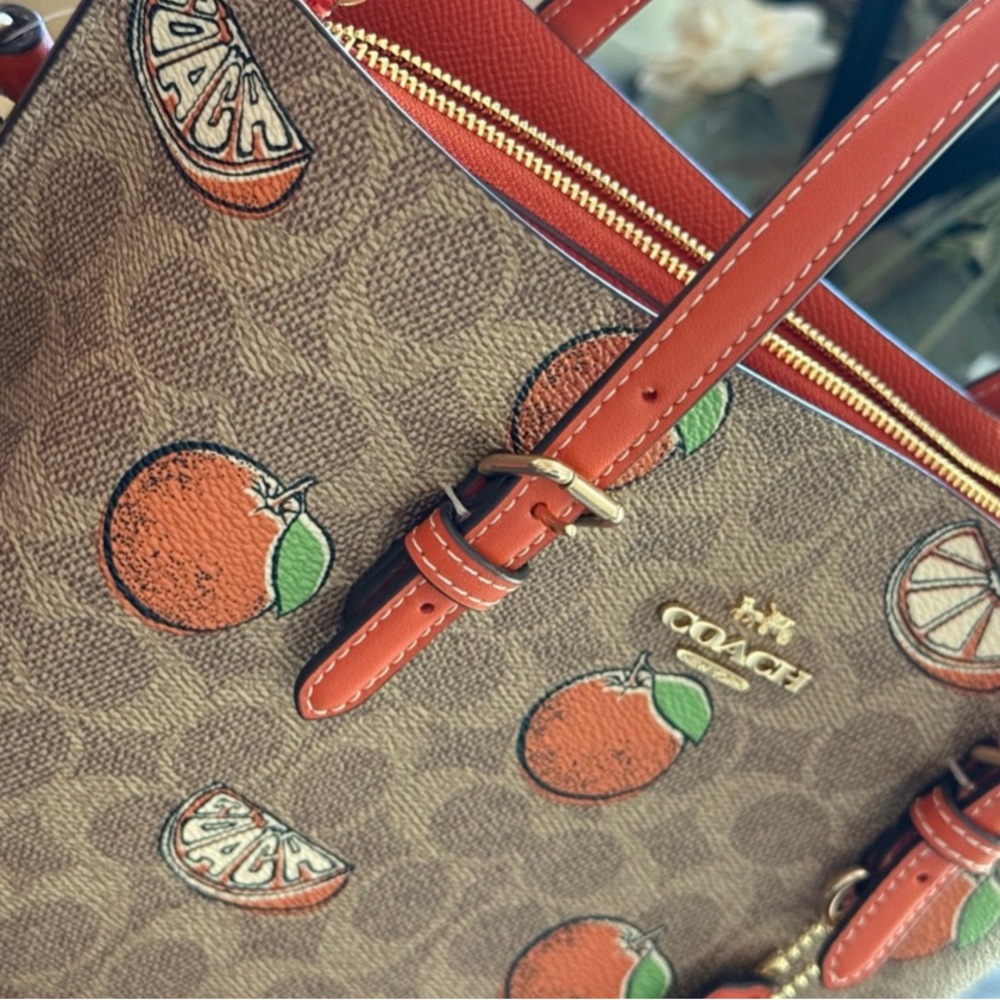 Coach Mollie Brown and Orange Women's Small Tote Bag - Picture 10 of 10